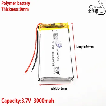 Литровый энергетический аккумулятор Хорошего качества 3,7 В, 3000 мАч 904260 Полимерный литий-ионный/Li-ion аккумулятор для планшетного ПК BANK, GPS, mp3, mp4