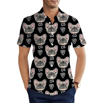 HX Модные Мужские Рубашки С Милыми Животными, Которых Я Люблю, Мопсы, Повседневная Рубашка с 3D Принтом, Летние Рубашки для Мужчин, Camisas, Прямая Поставка