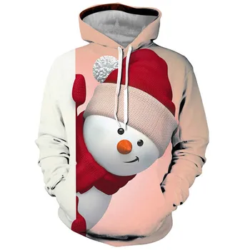 Толстовки с 3D принтом Санта-Клауса для мужчин, Рождественские пуловеры с капюшоном, Модная Осенне-зимняя мужская одежда, Толстовка Оверсайз