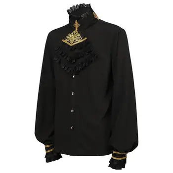 Готическая пиратская рубашка с длинным рукавом на шнуровке Рубашка в стиле вампирского Возрождения Викторианский стимпанк Готический костюм на Хэллоуин Одежда