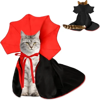 Плащ кота-вампира, забавные костюмы собаки на Хэллоуин, одежда для собак, Накидка вампира для косплея на Хэллоуин, украшение для карнавала домашних животных