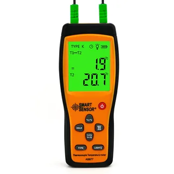 Профессиональный Термометр Цифровой Измерительный Инструмент 2-Канальный Термопарный Тестер Температуры Temperaturo Meter AS887 K type