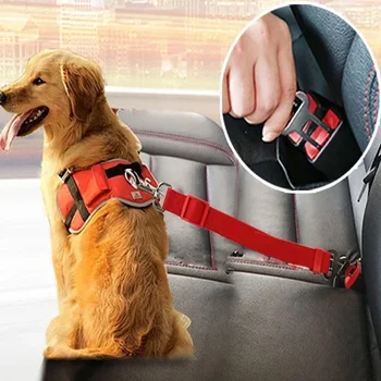 Регулируемый ремень безопасности для домашних кошек и собак в автомобиле, сиденье для домашних животных, автомобильная шлейка для собак, зажим для поводка, рычаг безопасности, тяговые ошейники для собак, аксессуары для собак