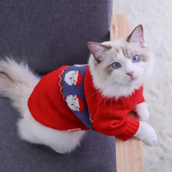 Одежда для домашних животных кошки Рождественские свитера маленькие собачки зимняя теплая осенне-зимняя одежда одежда для домашних животных