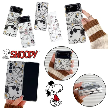 Мультяшный Чехол для Телефона Snoopy Samsung Galaxy Z Flip 5 4 3 Z Fold 5 4 3 Аниме Жесткий ПК Защитная Оболочка От Падения Задняя Крышка Подарок