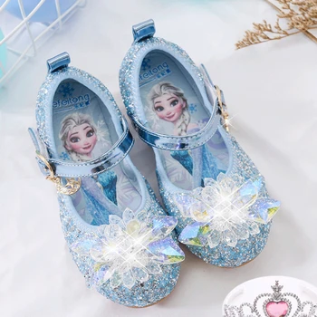 Хрустальные туфли принцессы Диснея, новые тонкие туфли для девочек, замороженные Туфли со стразами Айши Софии, вечерние туфли для выступлений