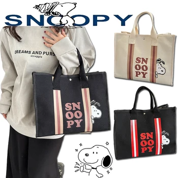 Новая холщовая сумка Snoopy большой емкости с мультяшным принтом, модная повседневная сумка, студенческая женская многофункциональная сумка-тоут