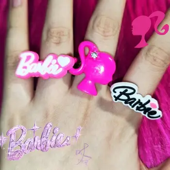 Кольца В Стиле Barbie Y2K Kawaii Trendy Movie Decoration Стильные Ювелирные Изделия Милые Регулируемые Милые Девушки Подарок Прекрасные Украшения Мода