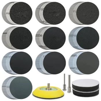 105 штук 3-дюймовых шлифовальных дисков с различной зернистостью карбида кремния, влажные / сухие шлифовальные круги с крючками и петлями