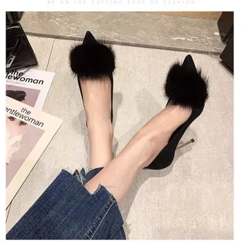 Женские высокие каблуки, Пикантные черные французские тонкие туфли на высоком заостренном каблуке, модные удобные простые туфли с пряжкой с мелким носком