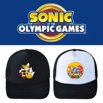 Сетчатая кепка для периферийных устройств из аниме Sonic, солнцезащитный козырек, купол с плоскими полями, летняя однотонная простая бейсболка, детские игрушки, подарки