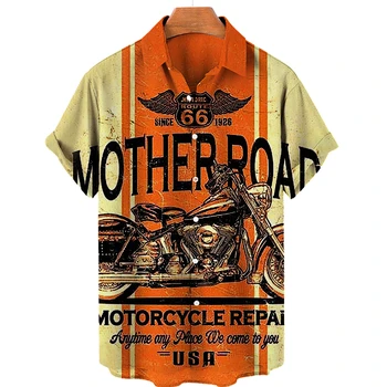 2022 мотоциклетная летняя мужская гавайская рубашка с короткими рукавами и повседневным воротником, дышащая крутая рубашка