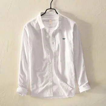 Мужская осенняя рубашка из 100% хлопка с длинным рукавом и лацканами, модная простая повседневная однотонная рубашка, пальто, деловая повседневная рубашка, топы