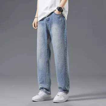 2023 Новые джинсы Ice Silk, мужские Летние Тонкие Свободные прямые Модные брюки Ice Oxygen Bar Cool Feeling с широкими штанинами оптом