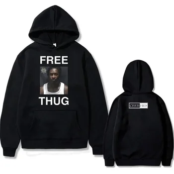 Толстовка с принтом Rapper FREE THUG Young Thug, мужские толстовки в стиле хип-хоп, толстовки оверсайз, Мужская женская модная свободная толстовка, винтажная уличная одежда